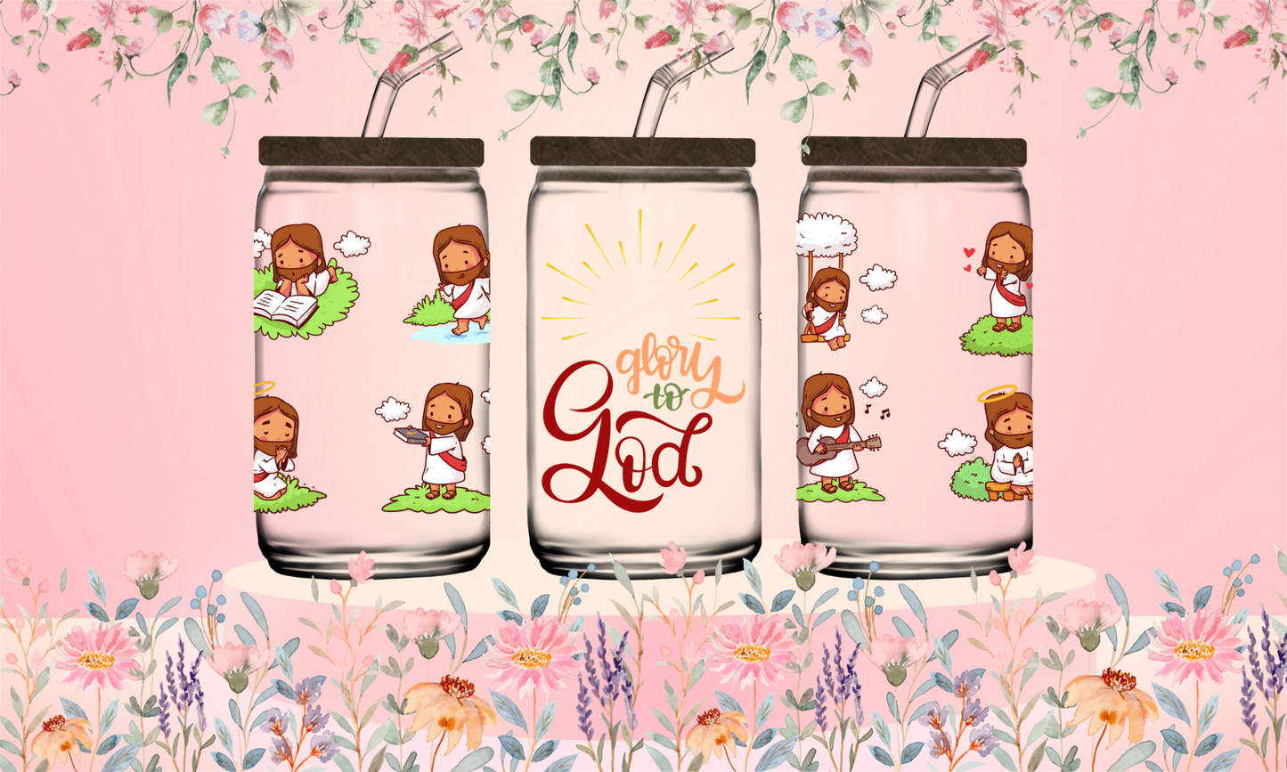 Glory To God Glass Cup